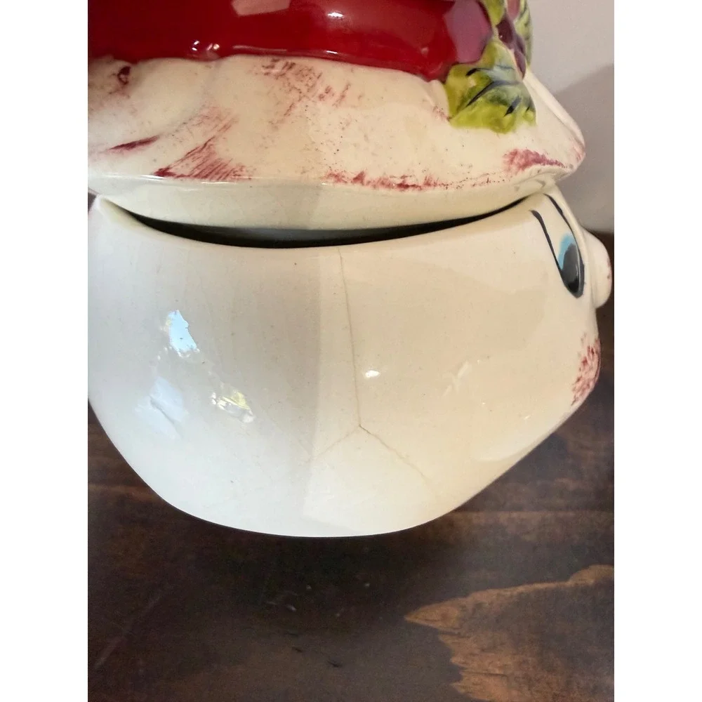 Vintage Snowman Head Ceramic Canisters Christmas Holiday Decor Set of 2‎ IB Mark